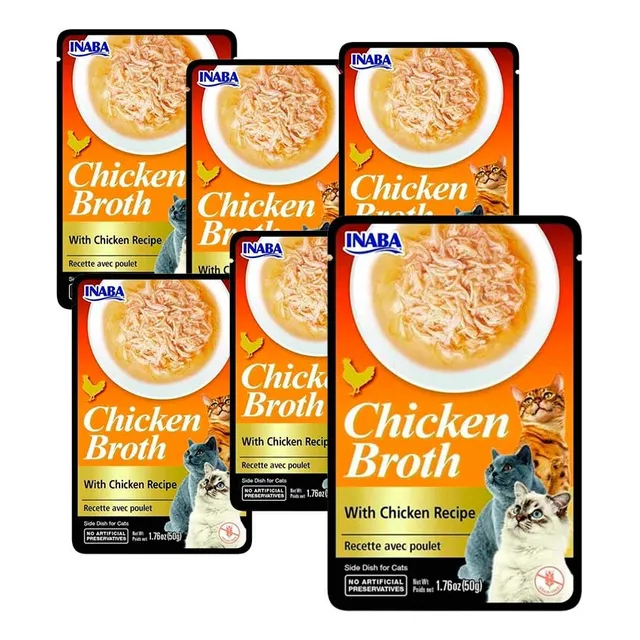 Inaba Churu Broth Pouch Gatos Sabor Pollo 50gr Pack 6 Unidad