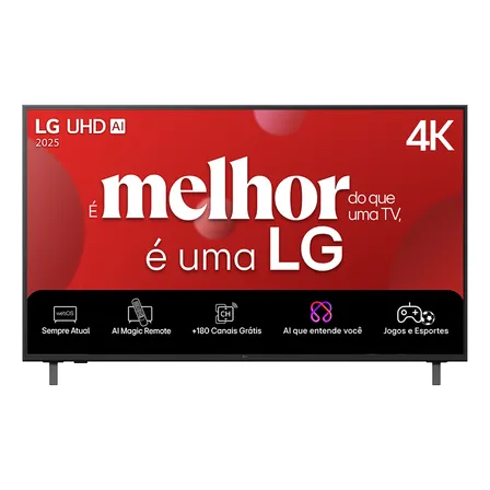 🔝 IMERSÃO 4K EM TELA GRANDE

*Smart TV 4K 50" LG UHD 50UA85 Processador 7 AI*  
~R$ 3.699,00~ → *R$ 2.229,00*  
💥 *39% OFF*

✅ Imagem ultra HD com Super Upscaling para qualidade superior  
✅ Assistentes Alexa e Google Cast integrados para controle fácil  