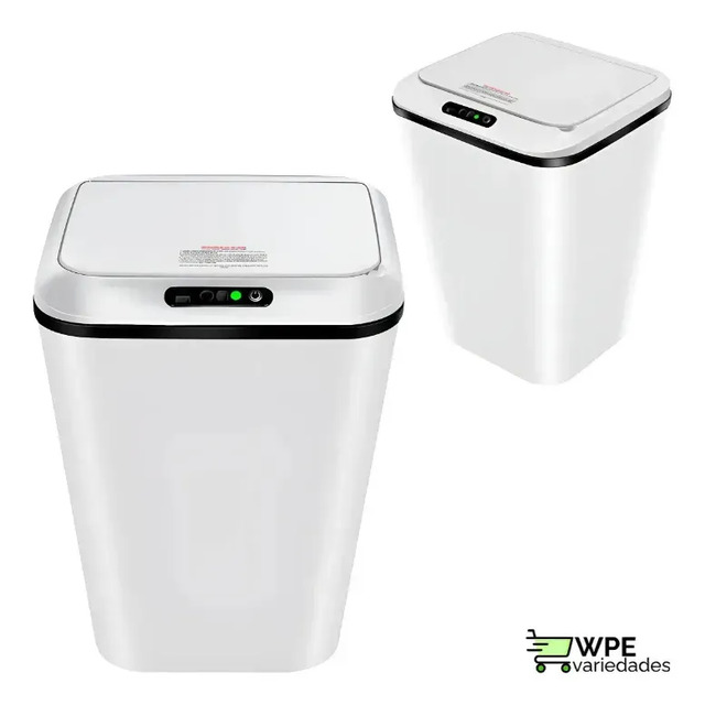 Lixeira automática inteligente na cor branca com sensor de movimento e carregamento USB