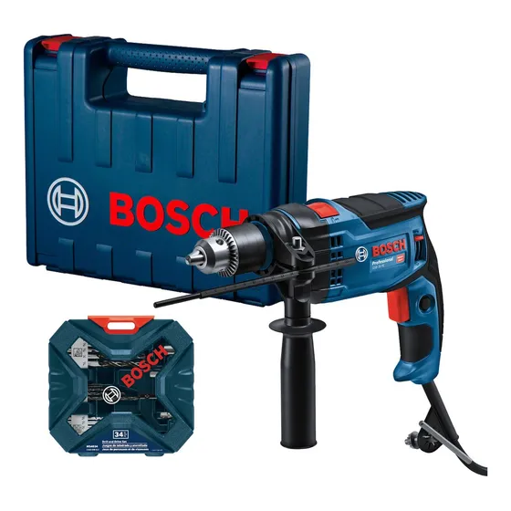 Taladro Percutor 850w + 34 Accesorios Bosch Gsb 16 Re Color Azul Acero Frecuencia 50/60hz