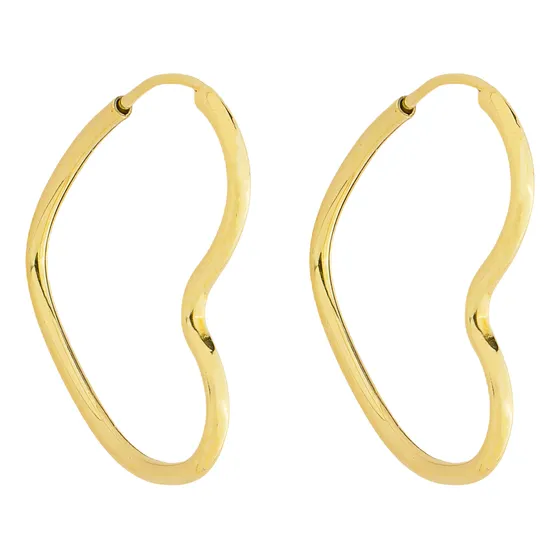 Brinco Coração 16 Mm Em Ouro 18k 750 Fio Redondo