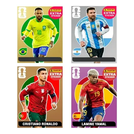 4 Figurinhas Raras Legend Extra Sticker 2026 Neymar, Messi, Copa Do Mundo 2026 Copa Do Mundo