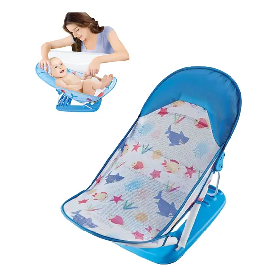 Asiento De Ducha Para Bebé Con Malla Azul Úpale