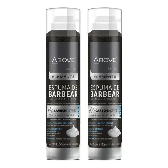 Kit 2 Und Espuma Barba Above Carvao Ativado Al 150ml