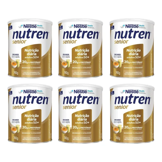 Kit 6x Nutren Senior Sem Sabor 740g Suplemento Em Pó Nestle