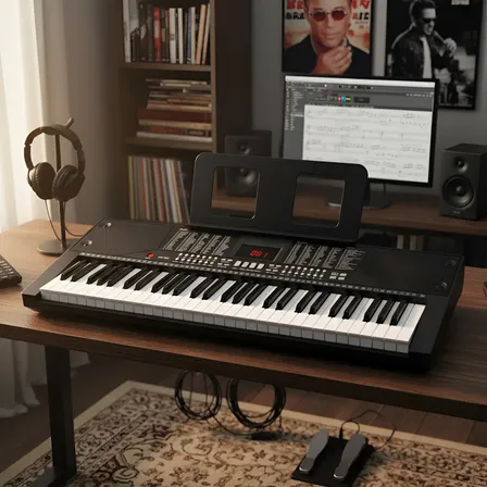 Teclado Profissional Piano Musical Eletronico 61 Teclas  Preto