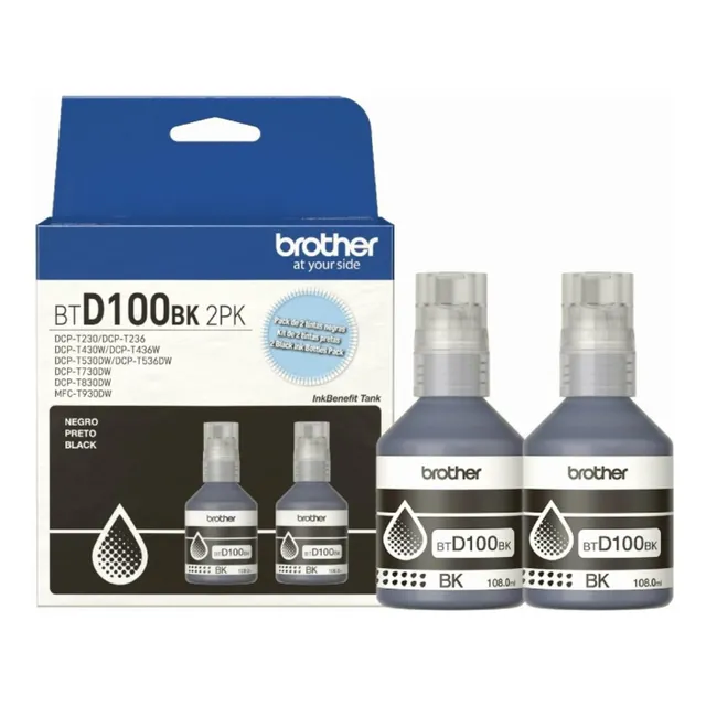 Brother 2pack De Botellas De Tintas Color Negro Para