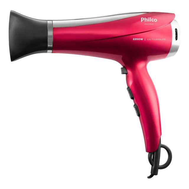 Secador De Cabelos 2200w Psc2300 Motor Dc Philco Cor Vermelho 127/220v Secador De Cabelos 2200w Psc2300 Motor Dc Philco Cor Vermelho 127/220v