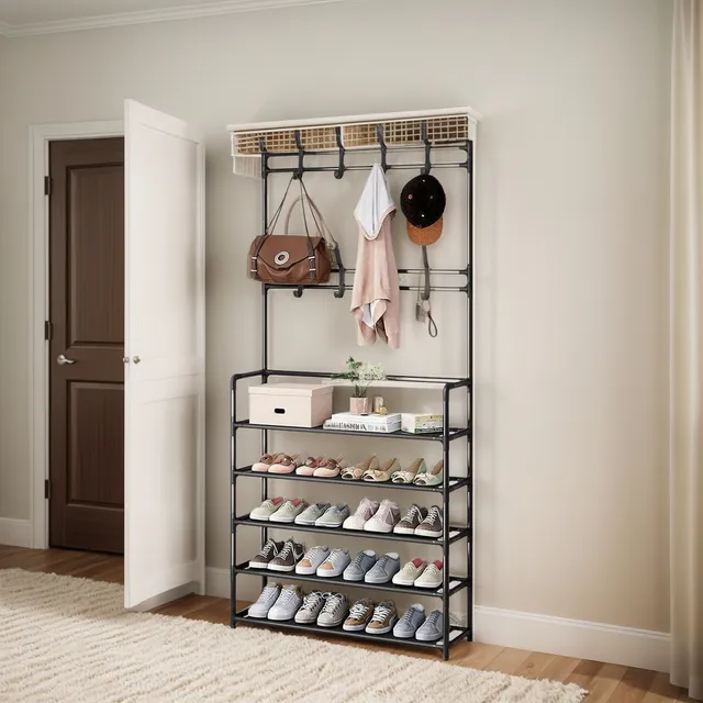 Organizador De Zapatos Y Ropa Con 8 Ganchos Y 4 Niveles