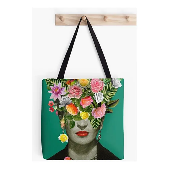 Bolsa Frida Kahlo Tote Bag De Compras Tela Modelos Color Floral Cabeza