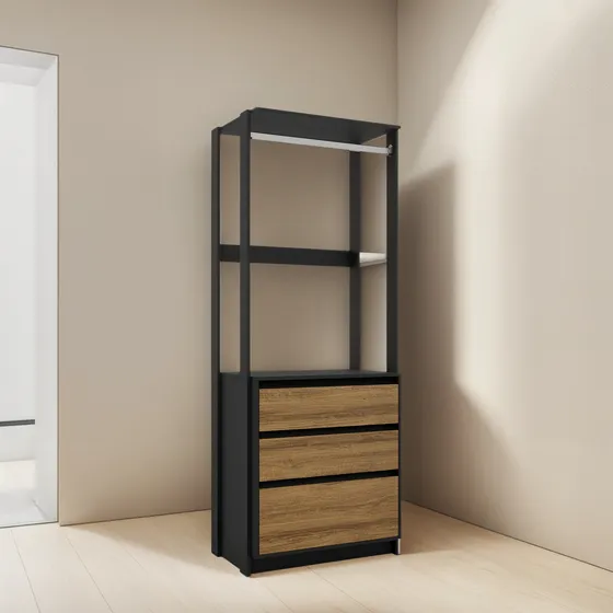 Closet Verona Com Cabideiro 3 Gavetas Luxo Quarto Escritorio
