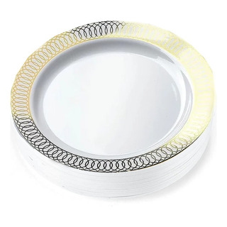 Platos Desechables Elegantes Plástico, Vajilla Fiesta 50 Pz Platos Desechables Elegantes Plástico, Vajilla Fiesta 50 Pz