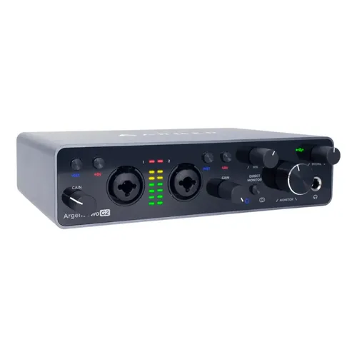 Interface de áudio Focusrite Scarlett 2i2 vermelha de 3ª geração
