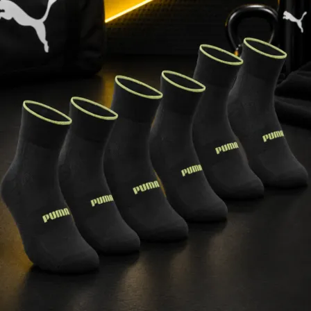 Kit 3 Pares Meia Puma Poliamida Esportiva Corrida Dry Fit Grafite G (39-44)