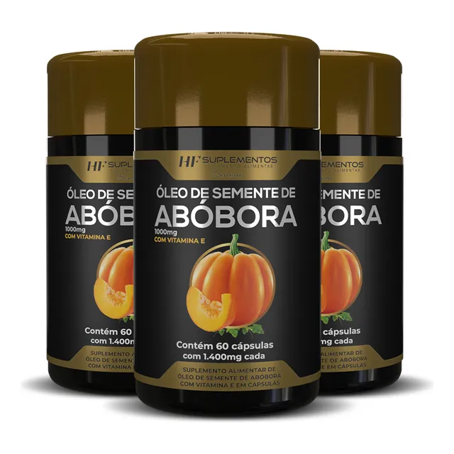 3x Oleo De Semente De Abobora 1400mg 60caps Hf Suplements