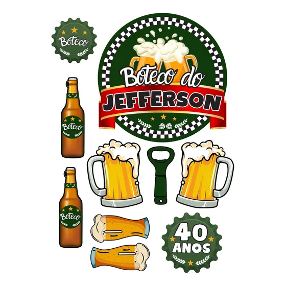 Topo Bolo Personalizado Com Nome Enfeite Topper Boteco Bar
