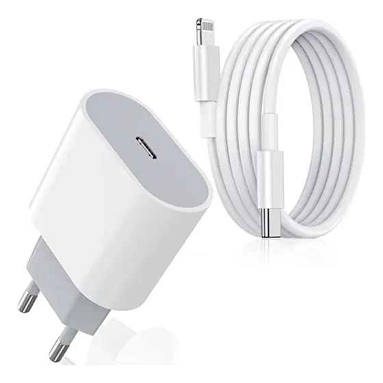 Cargador Carga Rapida Para iPhone + Cable 1 Metro Datos Color Blanco