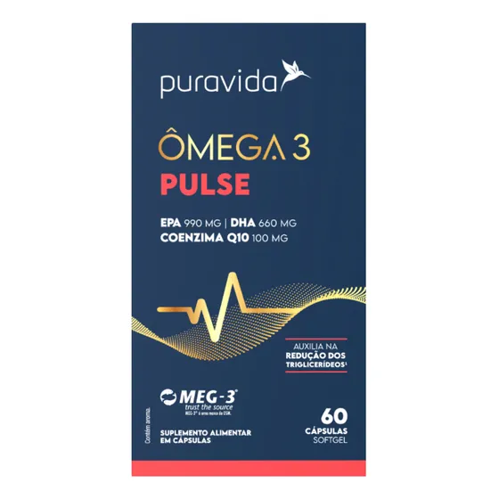 Omega 3 Pulse com Coenzima Q10 60 Capsulas Puravida