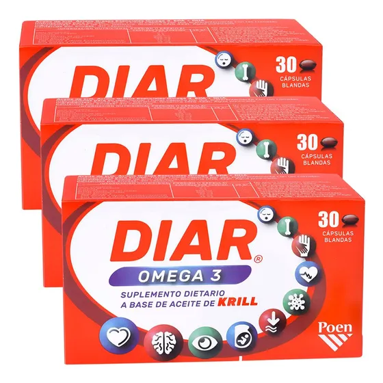 Pack Diar Omega 3 Aceite De Krill Puro Premium 90 Cápsulas