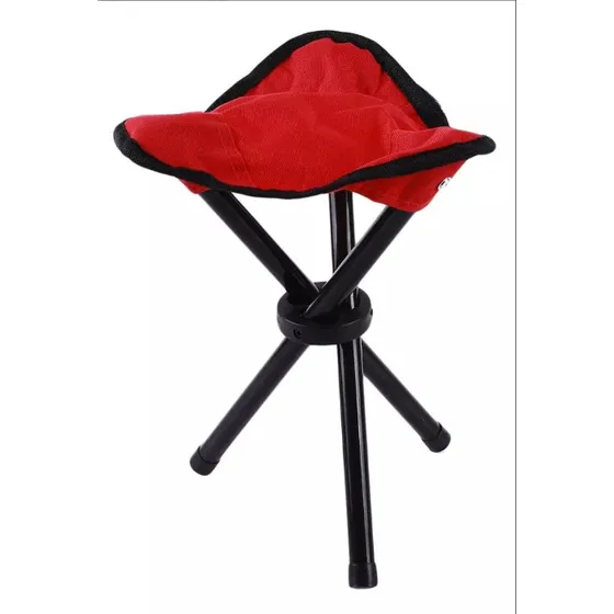 Banco Plegable Trípode De Aluminio Para Camping Color Rojo