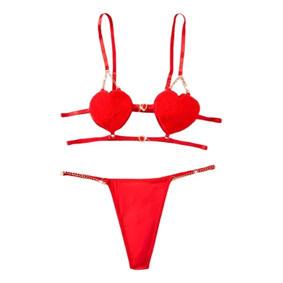 Lenceria Sexy Con Corazones 2 Piezas Shein
