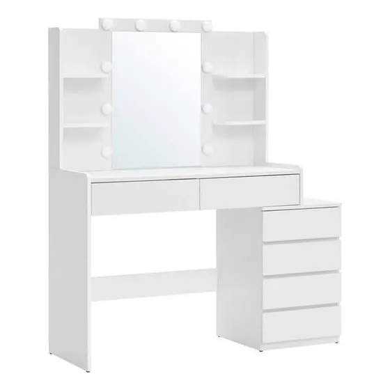 Peinadora De Melamina Blanca Con Espejo Estilo Camerino 