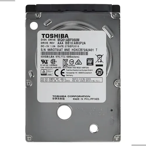 interno Toshiba MQ01ABF Series MQ01ABF050 500GB prata e preto