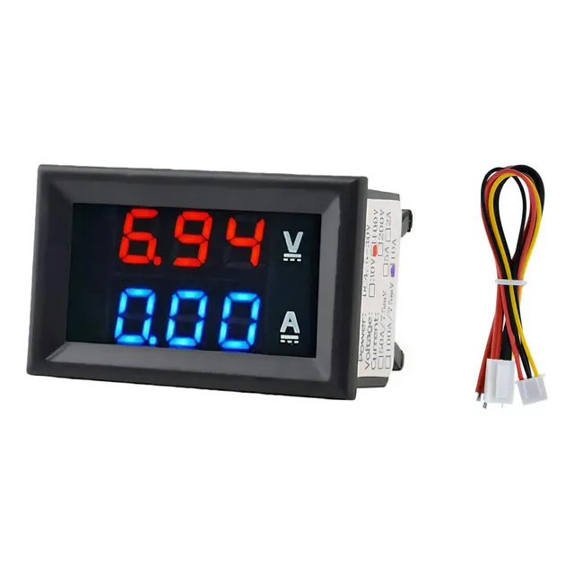Voltimetro Amperimetro Medidor 99.9v 10a Display Rojo Y Azul