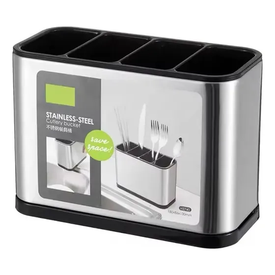 Escurridor De Cubiertos Con Desague Acero Inoxidable