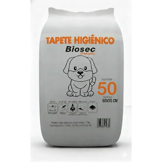 Tapete Higiênico 50 Unidades (60x55) Descartável Manta Fralda Absorvente Gel Para Cachorro Pet Cão Branco