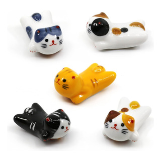 Juego De 5 Palillos De Gato, Porcelana, Estilo Japonés... Juego De 5 Palillos De Gato, Porcelana, Estilo Japonés...
