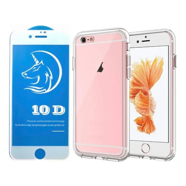 Forro Rígido Transparente + Vidrio Premium Para iPhone