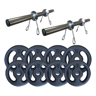 Kit 16kg De Anilhas + Barras / Halteres Para Musculação Kit 16kg De Anilhas + Barras / Halteres Para Musculação