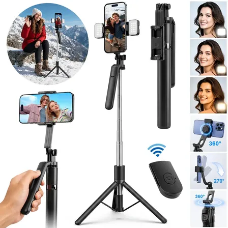 aweshine Tripé / Bastão Para Celular Portátil Até 1,70 M Com Bluetooth Controle,Celular 360° Rotação