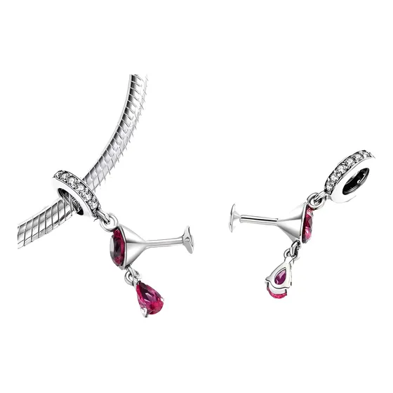 Charm Dije Copa De Vino  Para  Pulsera Mujer Plata 925