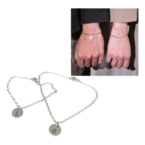 Kit Pulseiras Personalizadas Inicial Data Nome Letra Casal