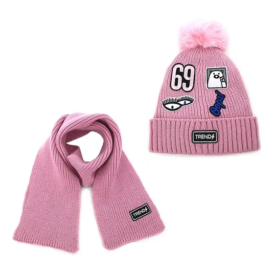 Set Invierno Infantil Niña Trendy Bufanda Gorro Abrigado