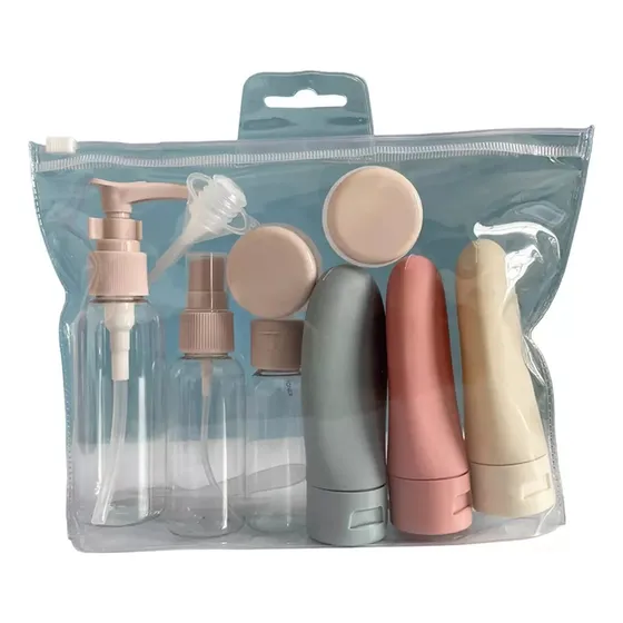 Kit Frascos Rellenables Viajeros Anti-fugas Estuche Portátil