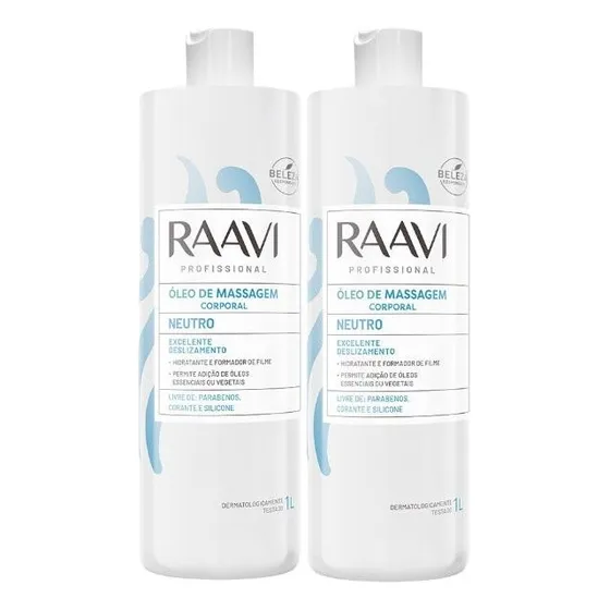 Kit Raavi Óleo De Massagem Neutro 2 Unidades Com 1l Cada