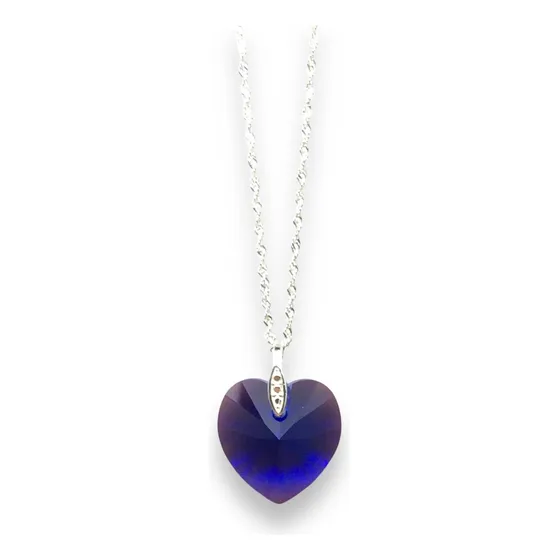 Collar Cadena 14mm Swarovski Corazón  Con Plata 925
