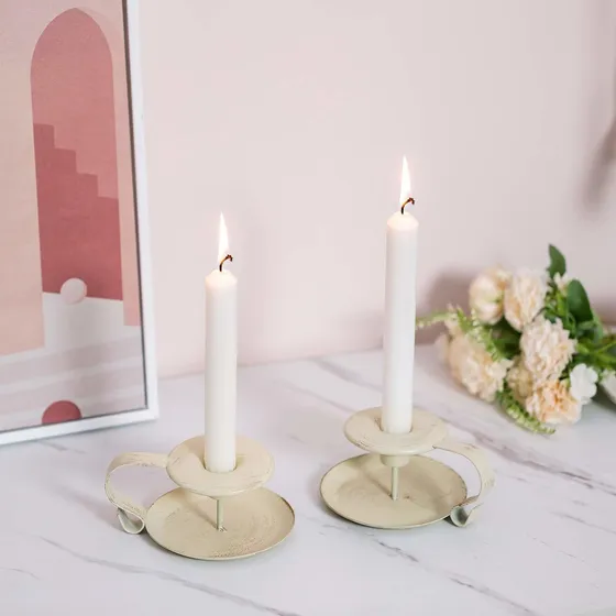Nuptio Juego 2 Candelabro Hierro Retro Para Palito Mesa