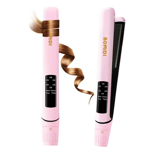 Bomidi Plancha Para Cabello Profesional, Planchas De Cabello Y Rizador Con Pantalla Lcd, 4 Temperatura Adjustable, Plancha De Cerámica 2 En 1, Herramientas De Cabello Para Mujeres