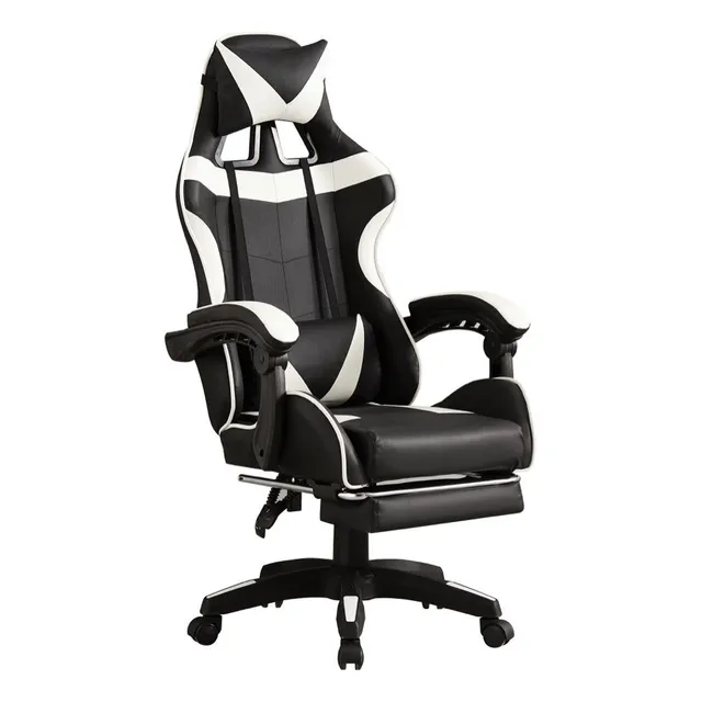 Silla Gamer Gaming Ergonomica Reclinable Negro Con Blanco 