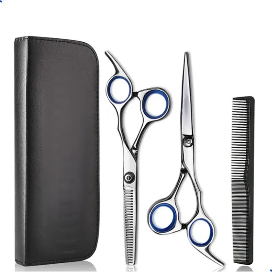 Tesoura Profissional Cortar Cabelo Fio Navalha Barbearia Kit