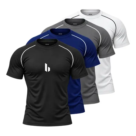 Kit 4 Camisetas Academia Poliester Dry Fit Leve Exercicios Variado - B4 G