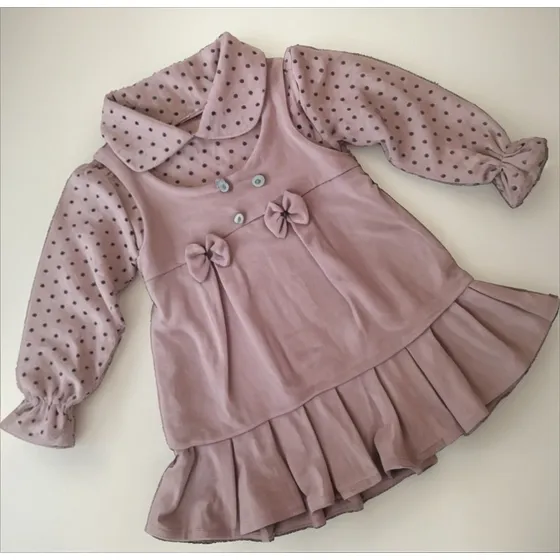 Vestido Infantil Agasalho Com Boina Estampa Bolinhas Macio