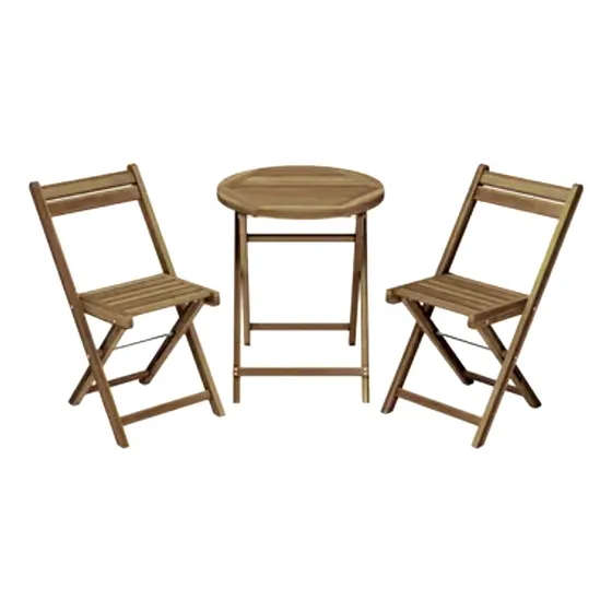 Kit Para Varanda Dobrável 2 Cadeiras E Mesa Madeira Promoção