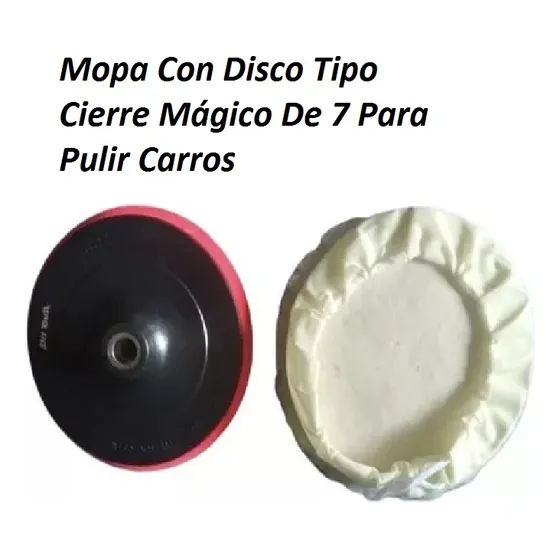 Mopa Con Disco Tipo Cierre Mágico De 7  Para Pulir Carros
