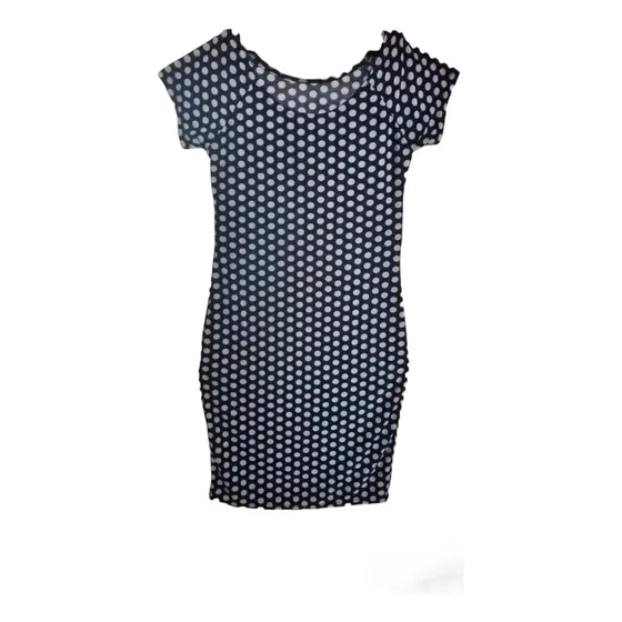 Vestido Azul Marino Con Lunares Talla S