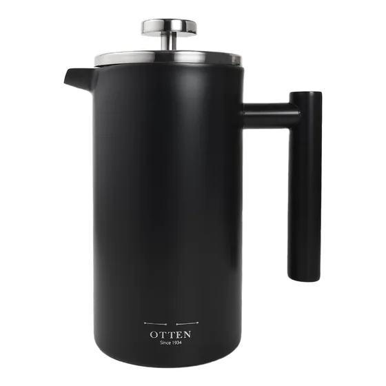 Cafetera Embolo Prensa Acero Otten 600 Ml Color Negro